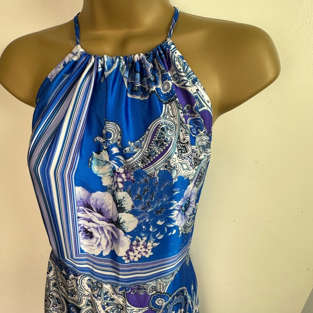 Lulu's Blue Paisley Floral Halter Maxi Dress - Picture 8 of 14